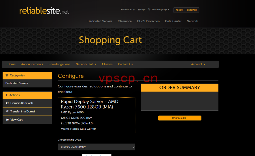 ReliableSite：vps仅需$99/月/AMD Epyc 4545P/64GB内存/1TB NVMe硬盘/DDOS/不限流量/1Gbps带宽/DDOS/洛杉矶/纽约/迈阿密