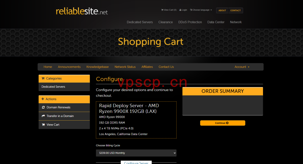 ReliableSite：洛杉矶/纽约/迈阿密VPS仅需$139/月/AMD Ryzen 9900X/192GB内存/8TB NVMe硬盘/DDOS/不限流量/1Gbps带宽/DDOS