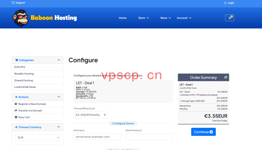 BaboonHosting：荷兰VPS仅需€3.55/月/2核/4GB内存/75GB SSD空间/4TB流量/5Gpbs端口/KVM