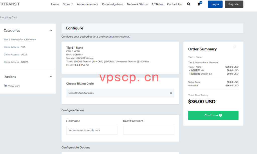 FxTransit:香港VPS仅需$36/年/1GB内存/10GB SSD硬盘/1TB流量/10Gbps端口/KVM/香港/国际线路,达量后100Mbps-1Gbps不限流量