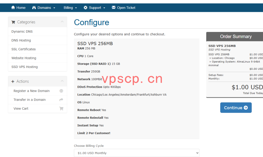 ChangeIP：海外vps仅需$1/月/256MB内存/15GB SSD空间/250GB流量/100Mbps端口/KVM/新加坡/洛杉矶/芝加哥/荷兰/德国