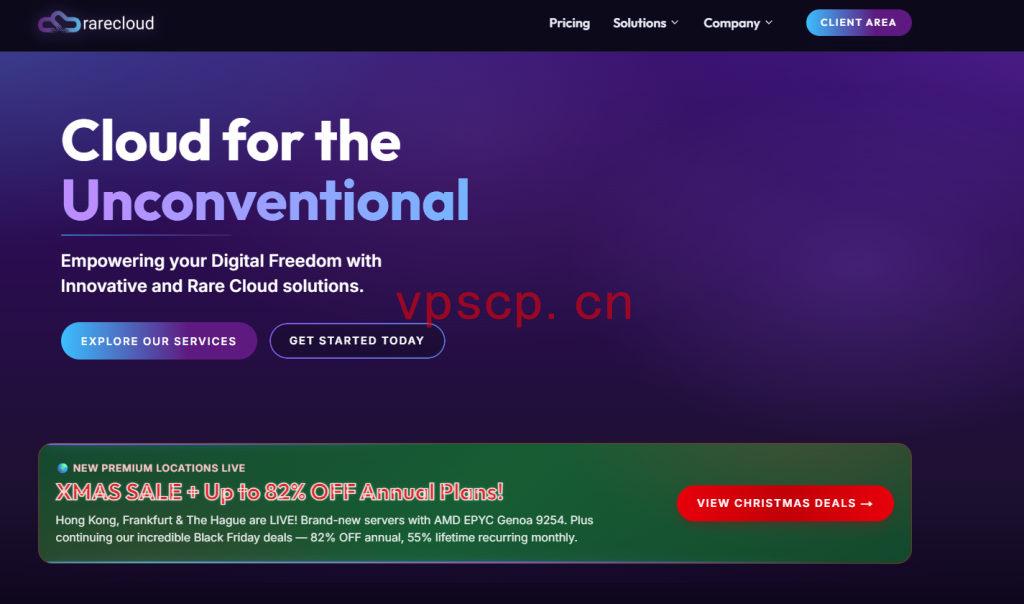 Rarecloud：香港VPS仅需$12.56/年，1核(AMD EPYC Genoa 9254)1G内存/25GB NVMe/1Gbps端口@3TB流量