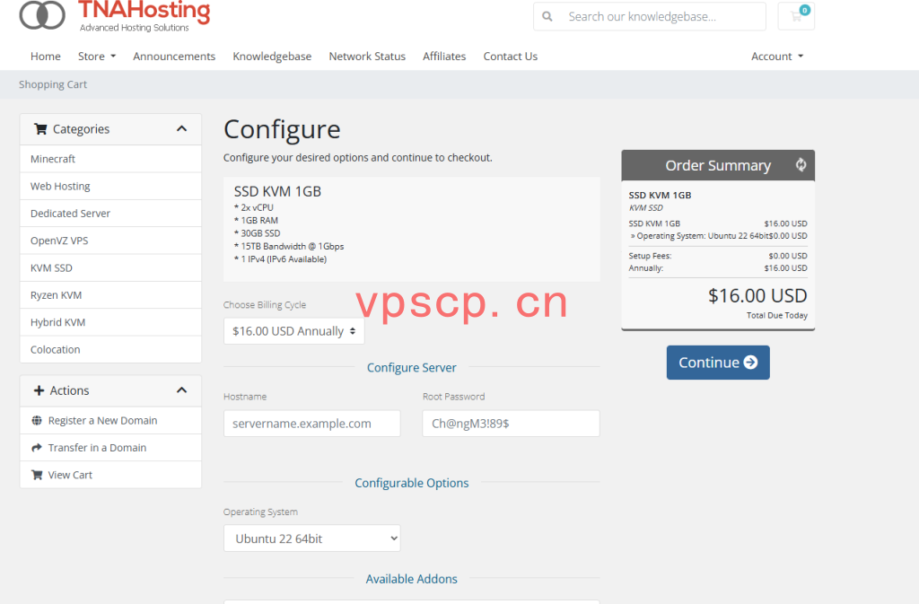 TNAHosting:美国vps仅需$12/年/2核/1GB内存/30GB SSD空间/15TB流量/1Gbps端口/KVM