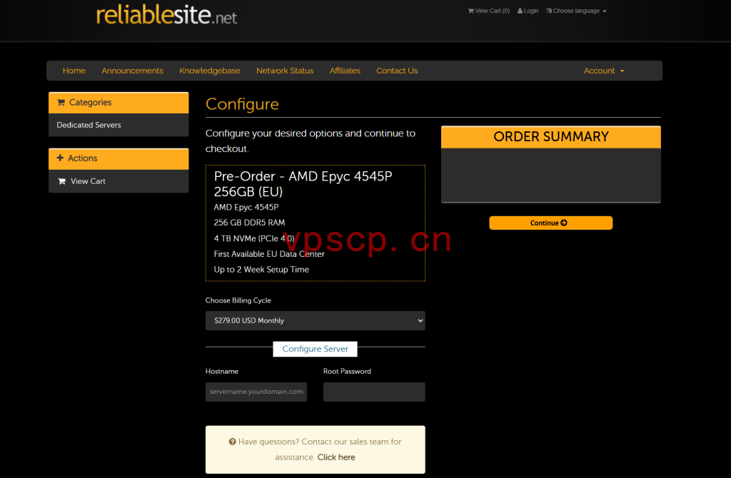 ReliableSite:荷兰物理机$279/月/AMD Epyc 4545P/256GB内存/4TB NVMe硬盘/DDOS/不限流量/1Gbps带宽/DDOS