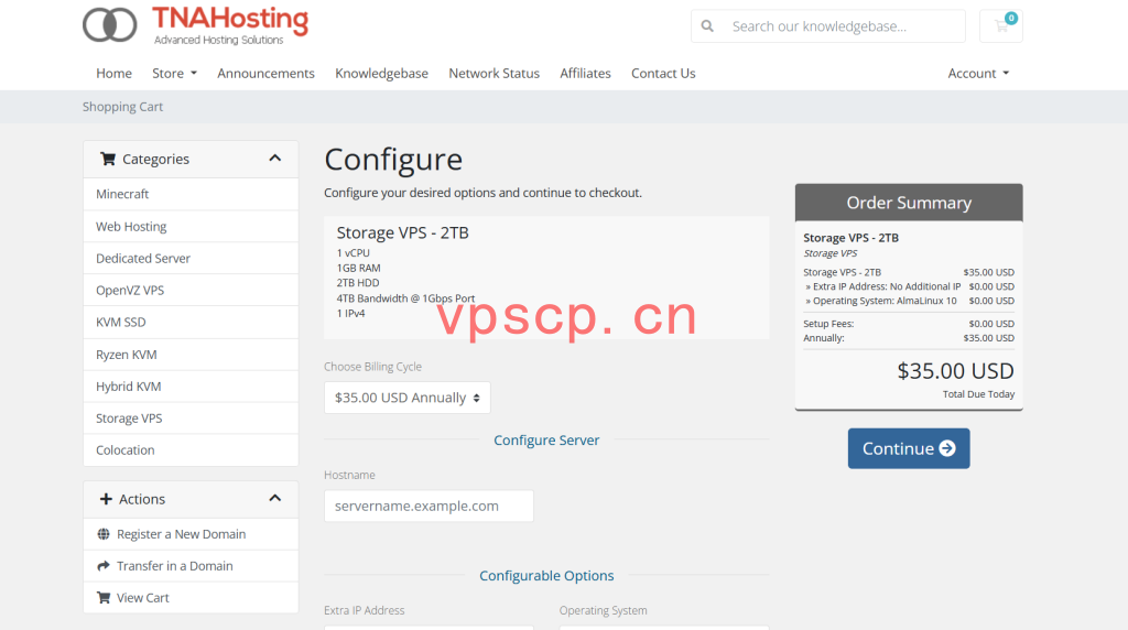 TNAHosting：美国vps仅需$35/年/1核/1GB内存/2TB空间/4TB流量/1Gbps端口/KVM/芝加哥