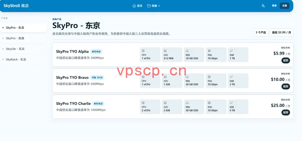 Skystroll：日本vps仅需$4.79/月/512MB内存/10GB SSD空间/1TB流量/10Gbps端口/KVM/日本东京/国内优化
