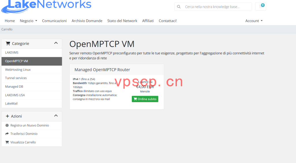 LakeNetworks：意大利vps仅需€13.5/年/1核/1GB内存/10GB SSD空间/不限流量/1Gbps端口/KVM/意大利，支持BGP