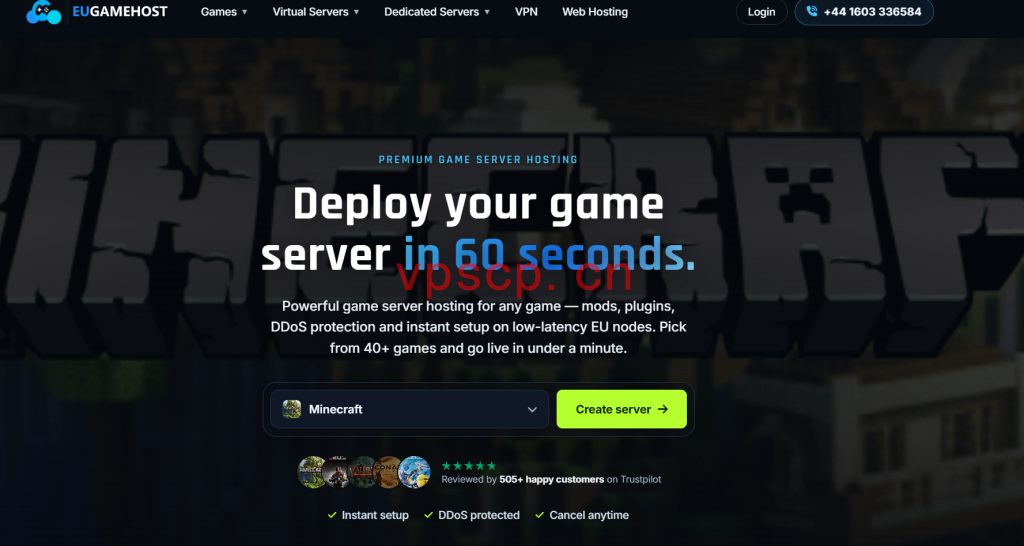 EUGamehost:英国vps仅需£6/年/1GB内存/10GB NVMe空间/1TB流量/1Gbps端口/DDOS/KVM/英国